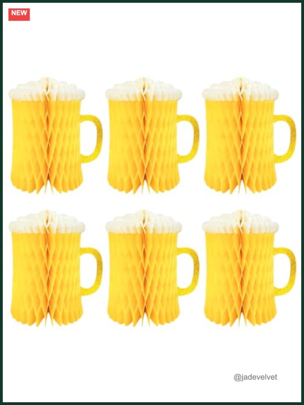 Set of 6 Oktoberfest Beer Mug Honeycomb Centerpieces 8 Inch Paper Decor
